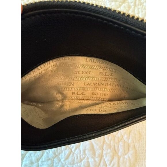 Lauren Ralph Lauren Black Pebbled Leather Wristlet With Gold-Tone Accents & Zipp - Picture 5 of 7